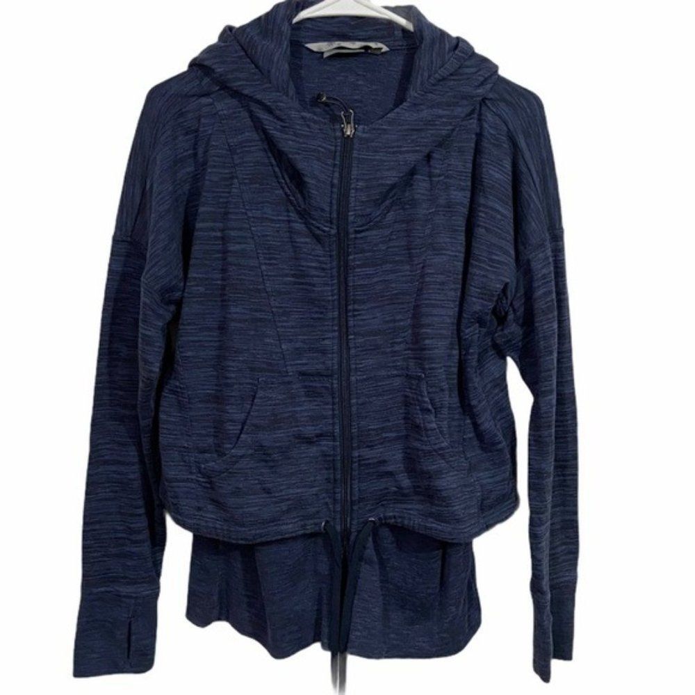 Athleta Navy Layered Full Zip Activewear Hoodie